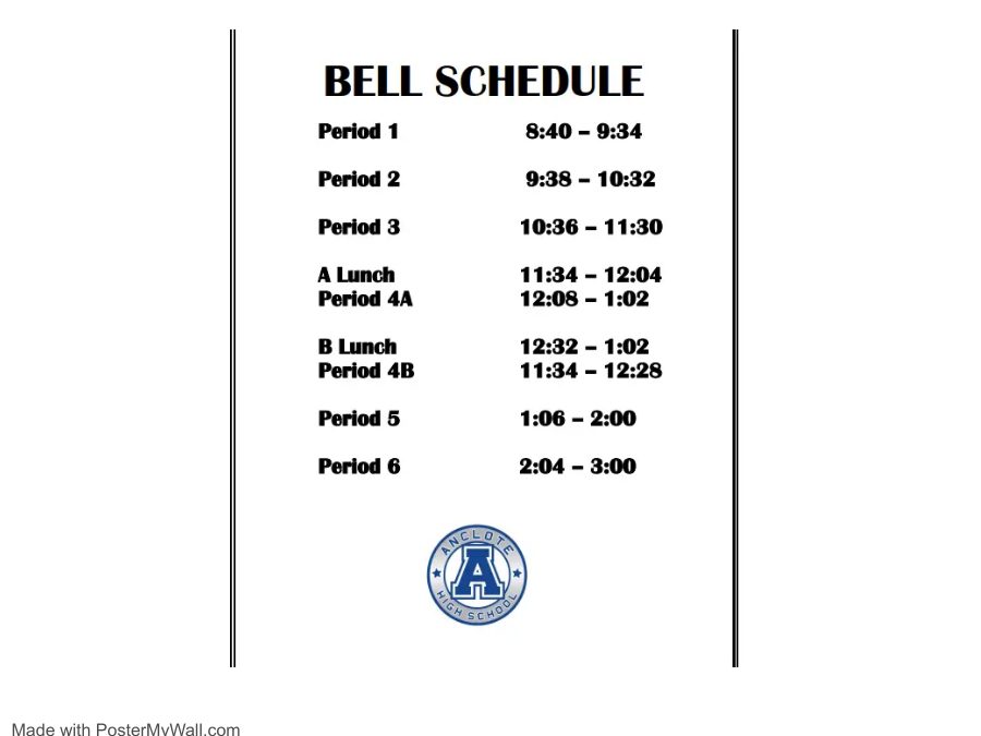 NEW BELL SCHEDULE FOR 23-24